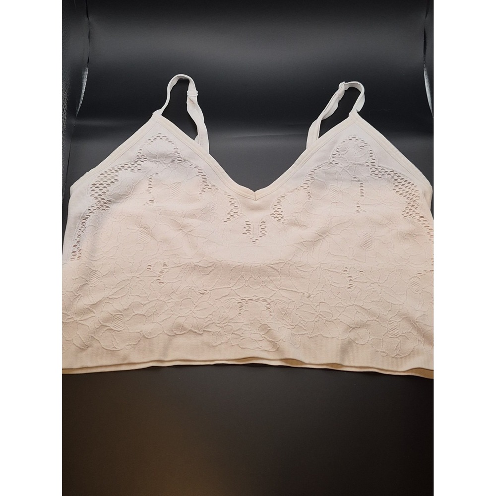 No Boundaries Bralette Large Beige Textured Seamless Wireless Adjustable Straps